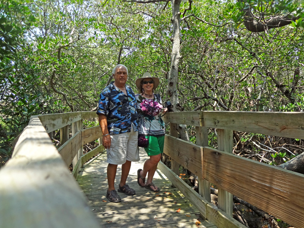 The two RV Gypsies on the boardwalk at Coquina Bay Walk in Leffis Key